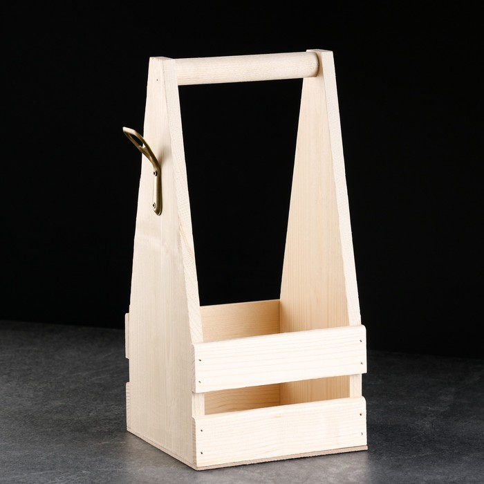 Ящик для пива 15,5х15,5х33 см под 4 бутылки, натуральный Ящик для пива 15,5х15,5х33 см под 4 бутылки, натуральный