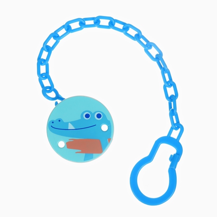 Набор: Соска - пустышка с держателем &laquo;Крокодил&raquo;, классичекая, +6 мес, цвет синий