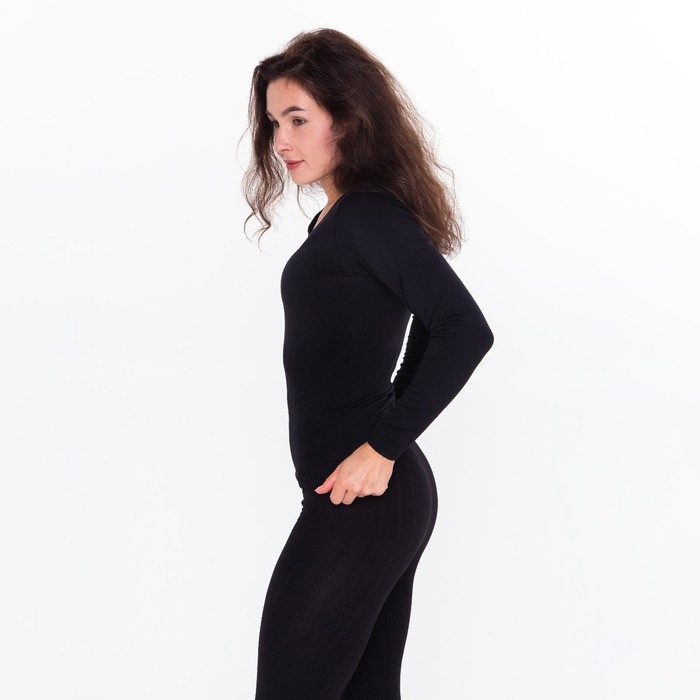 Термобельё женское (лонгслив, леггинсы), цвет чёрный, размер 54 (XL)