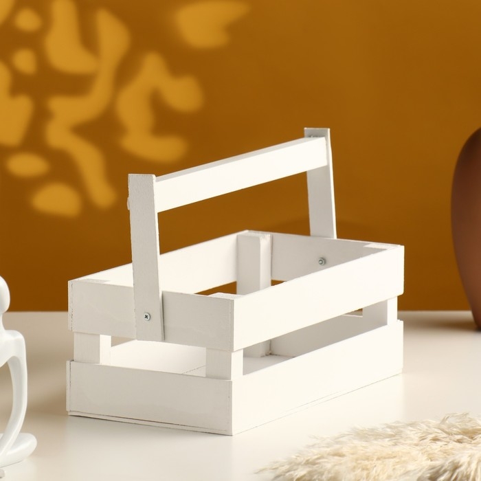 Кашпо деревянное 24.5×13.5×9 см Кашпо деревянное 24.5×13.5×9 см "Двушка Лайт", двухреечное, белый Дарим Красиво