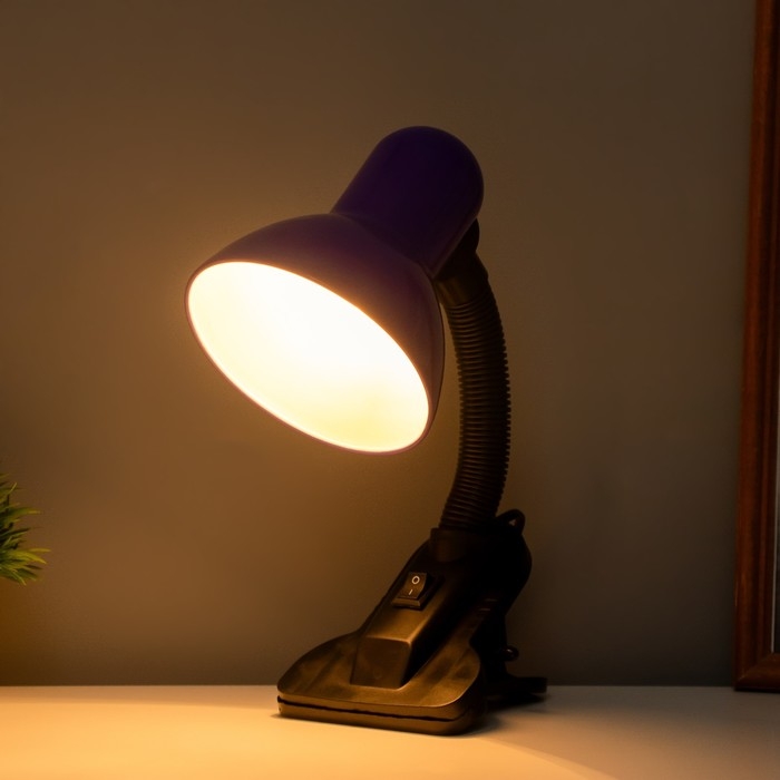 Лампа настольная Е27, с выкл. на зажиме (220В) фиолетовая (108В)