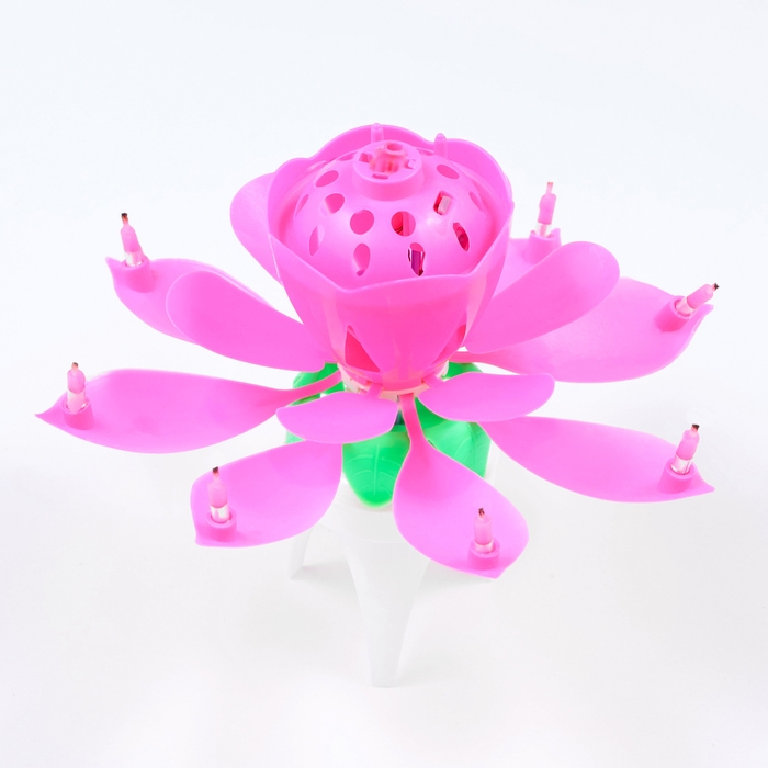 Свеча для торта музыкальная "Тюльпан", крутящаяся, розовая, 14,5&times;6 см