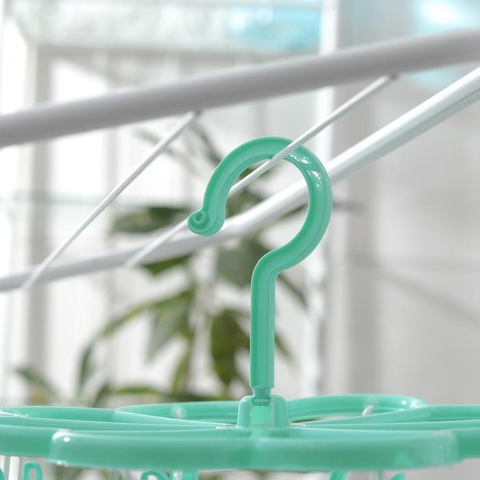Сушилка для белья подвесная Доляна, 23&times;23 см, 8 прищепок, цвет мятный