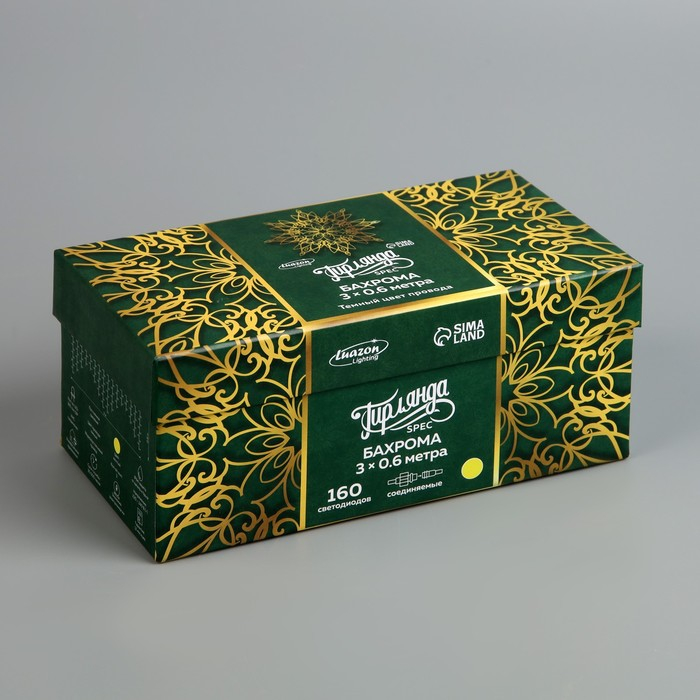 Гирлянда «Бахрома» 3 × 0.6 м, IP44, УМС, тёмная нить, 160 LED, свечение жёлтое, 220 В Гирлянда «Бахрома» 3 × 0.6 м, IP44, УМС, тёмная нить, 160 LED, свечение жёлтое, 220 В