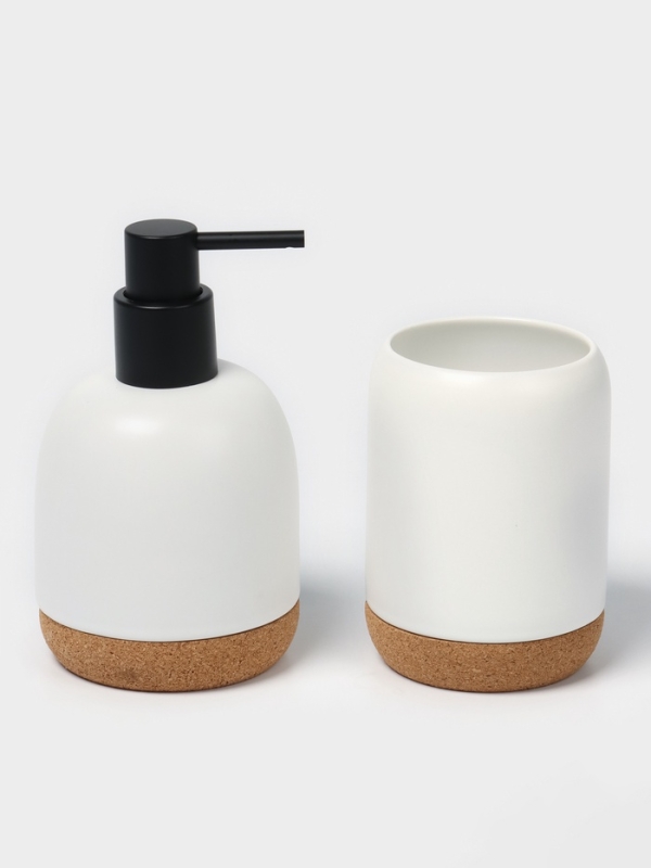 Набор для ванной "Пробка" 3 предмета (дозатор для мыла, стакан, мыльница)