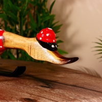 Сувенир "Утка-лыжник в красном" дерево 40 см