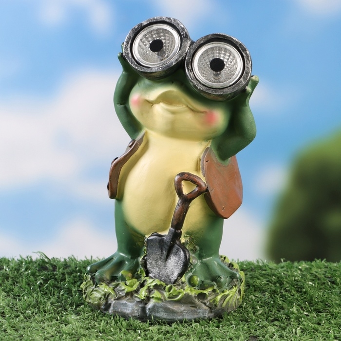Садовый фонарь "Лягушонок с биноклем" 7х8х15см