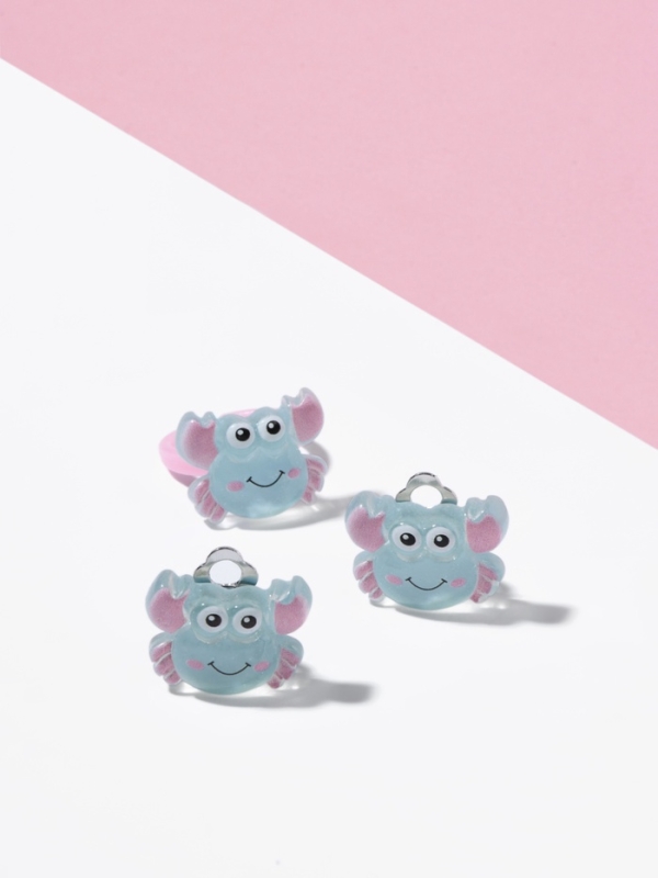 Набор детский "Выбражулька" 2 предмета: клипсы, кольцо, краб, цвет голубо-розовый