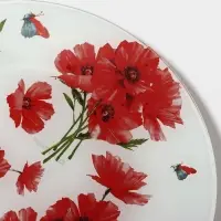 Тарелка стеклянная десертная Доляна &laquo;Красные маки&raquo;, d=20 см