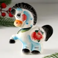 Сувенир Конь Буран большой, 11х10х4,5 см, гжель, цвет