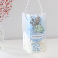 Букет из мыльных лепестков "Роза подарочная в коробке" голубой 8,6х8,6х18,5 см