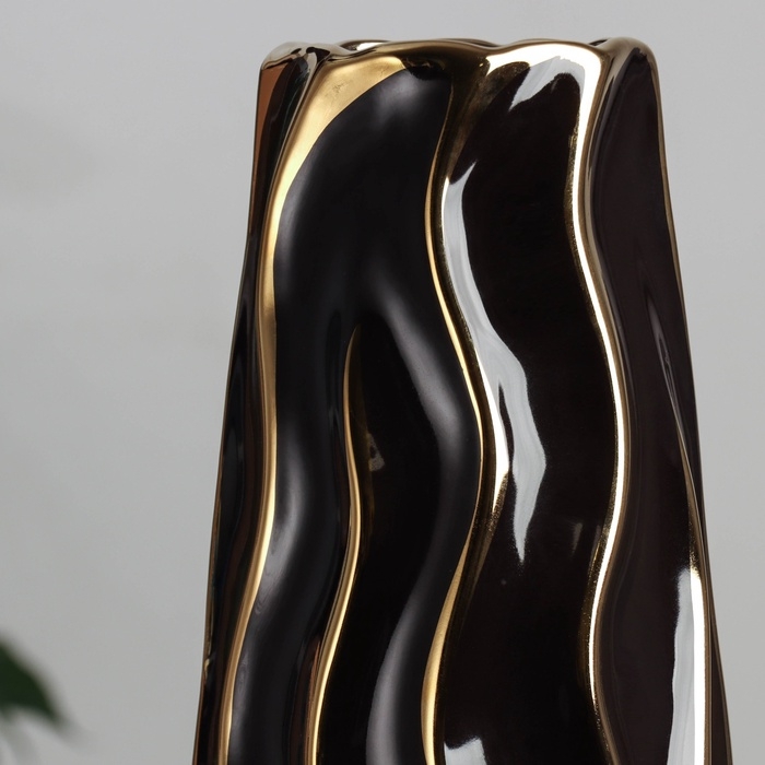 Керамическая ваза декоративная настольная &laquo;Грант элит&raquo;, для цветов, сухоцветов, d-7.5 см, 29&times;12 см, чёрный