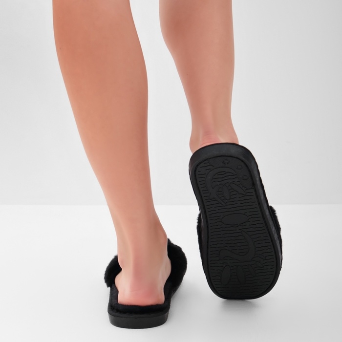 Тапочки женские с открытым носом размер 36-37, цвет чёрный Тапочки женские с открытым носом размер 36-37, цвет чёрный