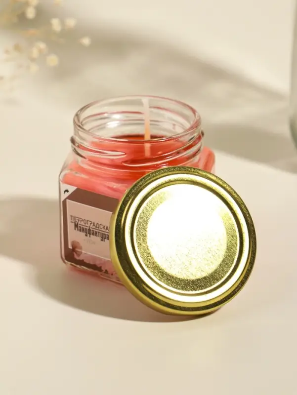 Свеча ароматическая в банке 70 гр воска, корица+аплеьсин