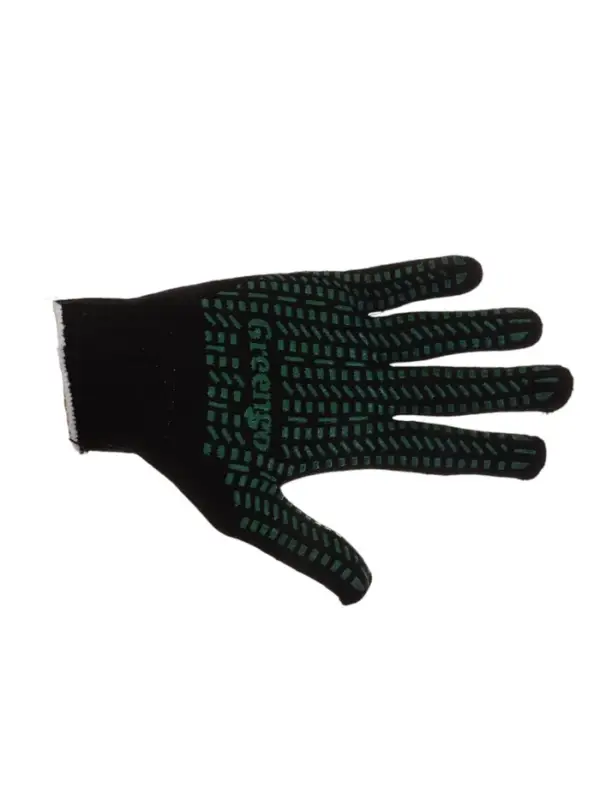 Перчатки, хб, вязка 7 класс, 6 нитей, размер 10, с ПВХ точками, чёрные, Greengo