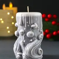 Свеча новогодняя столбик "Волшебство" серый