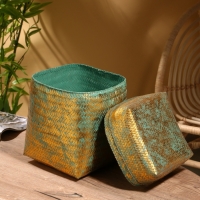 Корзинка плетеная "Голден" 25х25х30 см, голубой