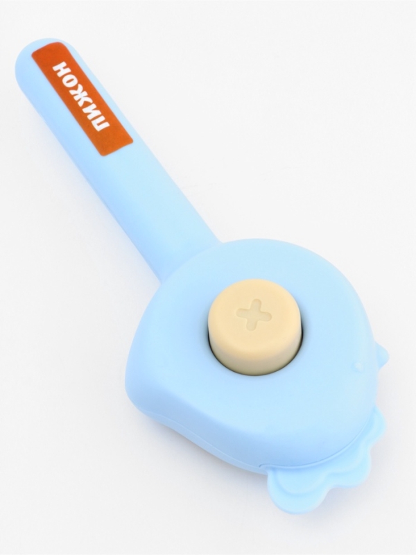 Пуходерка пластиковая "Петушок" с самоочисткой, 8,7 х 22 см, голубая