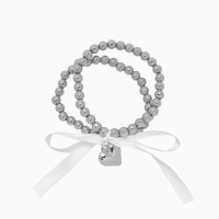 Браслет жемчуг &laquo;Сердеко&raquo; на резинке, бантик, цвет белый в серебре