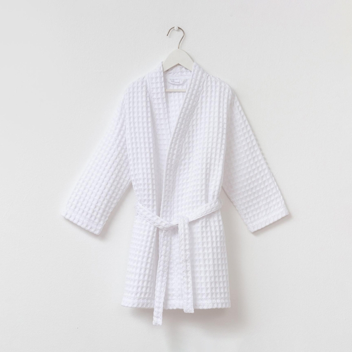 Халат вафельный детский Крошка Я "Boho" размер 30 (98-104 см), цвет белый, 100% хлопок 290 г/м2
