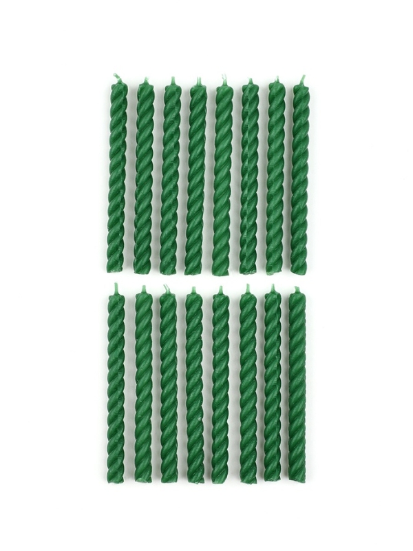 Свечи для торта, зеленые, 16 шт., 6,5 х 0,5 см