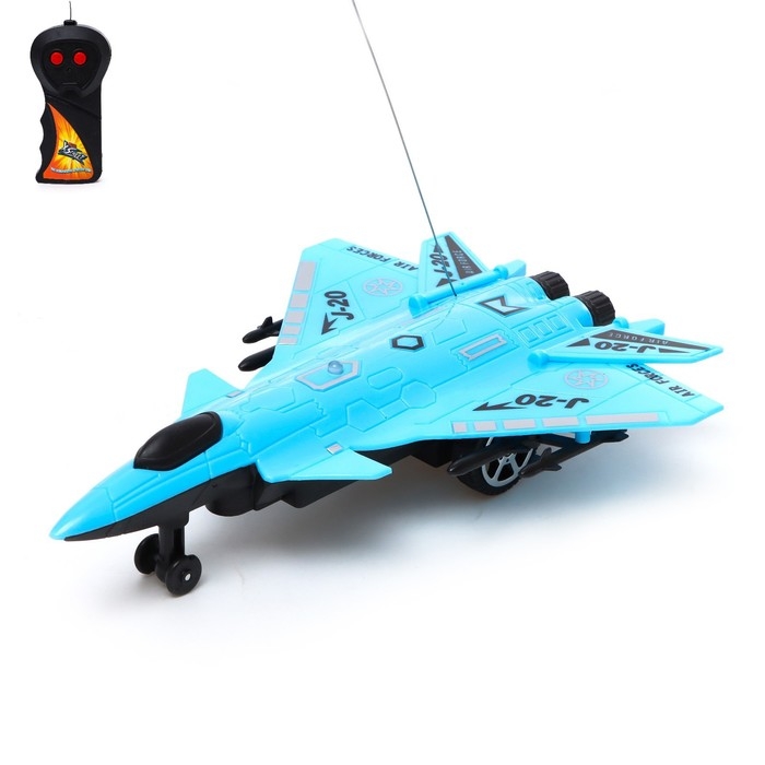 Самолет радиоуправляемый &laquo;Истребитель&raquo;, работает от батареек, цвет синий