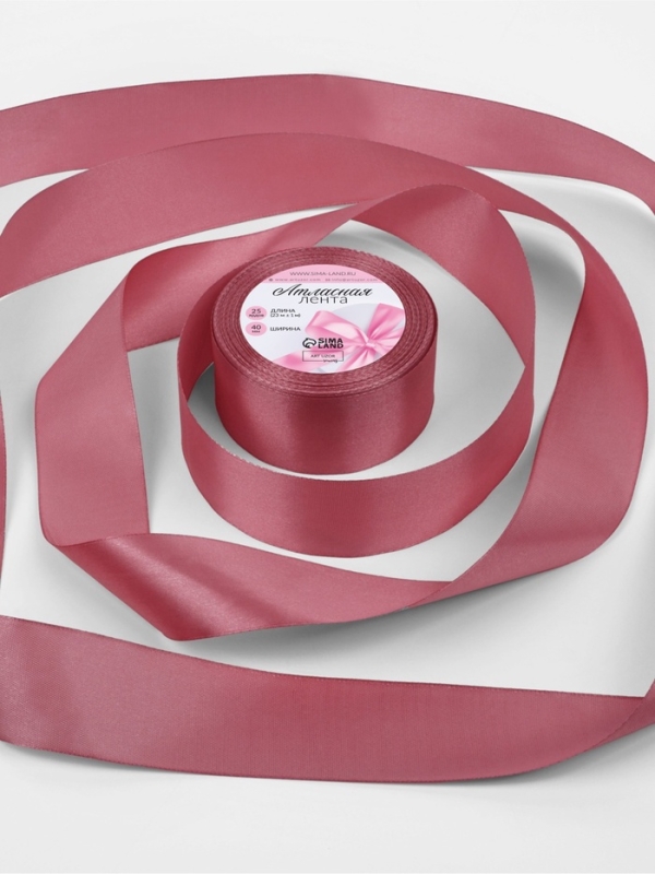 Лента атласная, 40 мм &times; 23 &plusmn; 1 м, цвет пурпурно-розовый №170