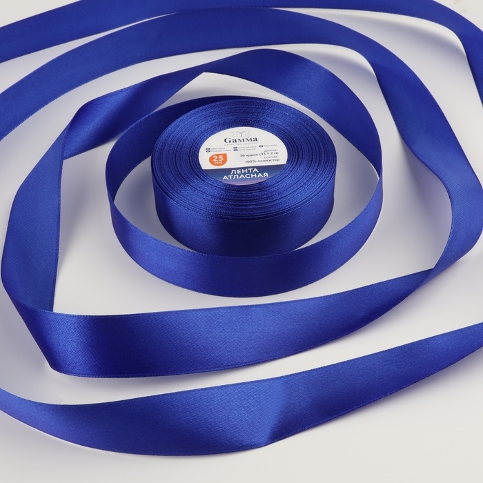 Лента атласная, 25 мм &times; 33 &plusmn; 2 м, цвет синий №094