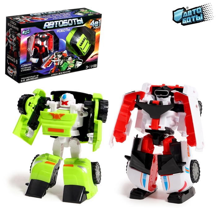 Набор роботов &laquo;Автоботы&raquo;, 2 штуки, цвет зелёный, белый