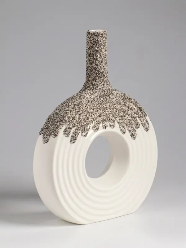 Ваза настольная керамика "Паскуаль" 26,5х20 см, бело-серый