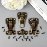 Замок металл для шкатулок. сундуков бронза + гвозд. набор 3 шт 5,8х4х1 см