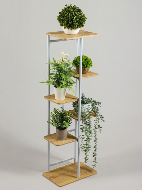 Подставка для цветов Greengo, 6 полок, 36 &times; 23 &times; 106 см, напольная, каркас металл, полки МДФ, белая