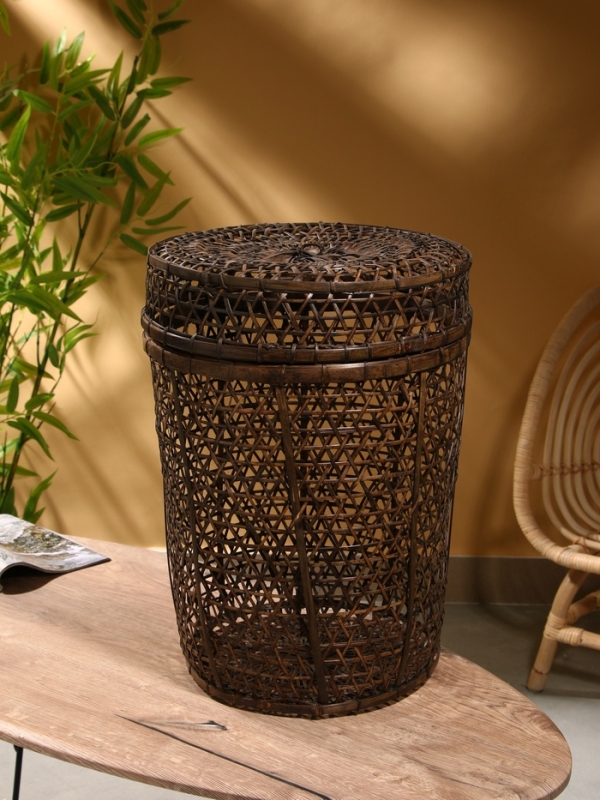 Корзина плетёная "Баскет" бамбук 39х39х50см, тёмная