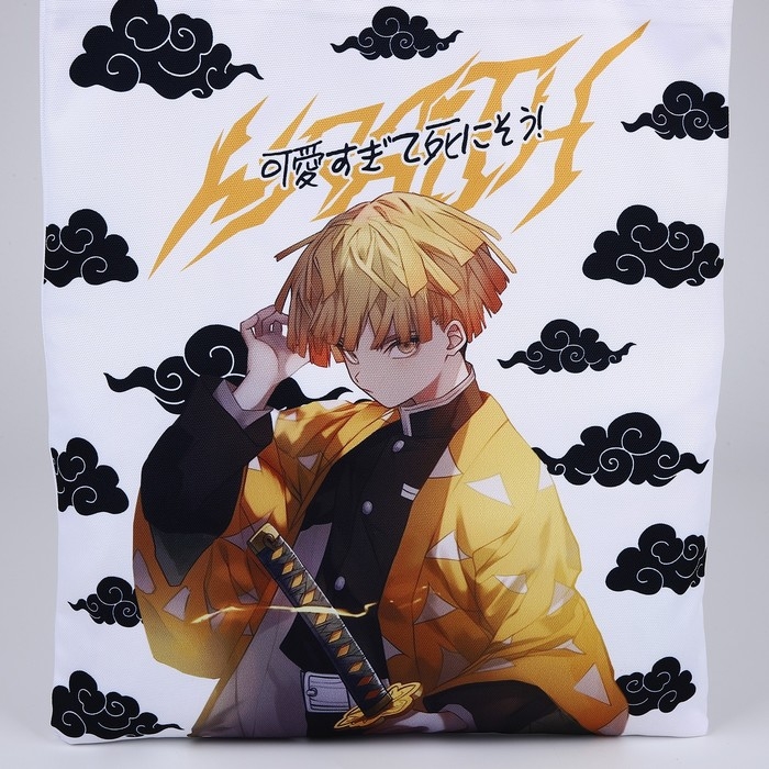 Шопер &laquo;Дзэницу&raquo;, 35х0.5х40 см, отд без молнии, без подклада, белый