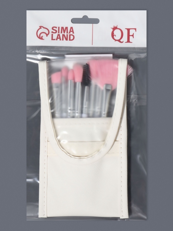 Набор кистей для макияжа, 10 предметов, 16.5 см, в чехле, белый