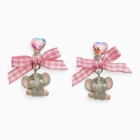 Серьги-клипсы детские "Выбражулька" Слон с бантом клетка и кристалом сердце, цветные Серьги-клипсы детские "Выбражулька" Слон с бантом клетка и кристалом сердце, цветные
