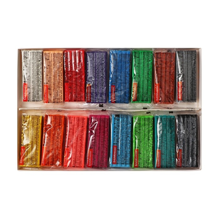 Пластилин 16 цветов, 288 г, ErichKrause "Jolly Friends", со стеком, в картонной упаковке