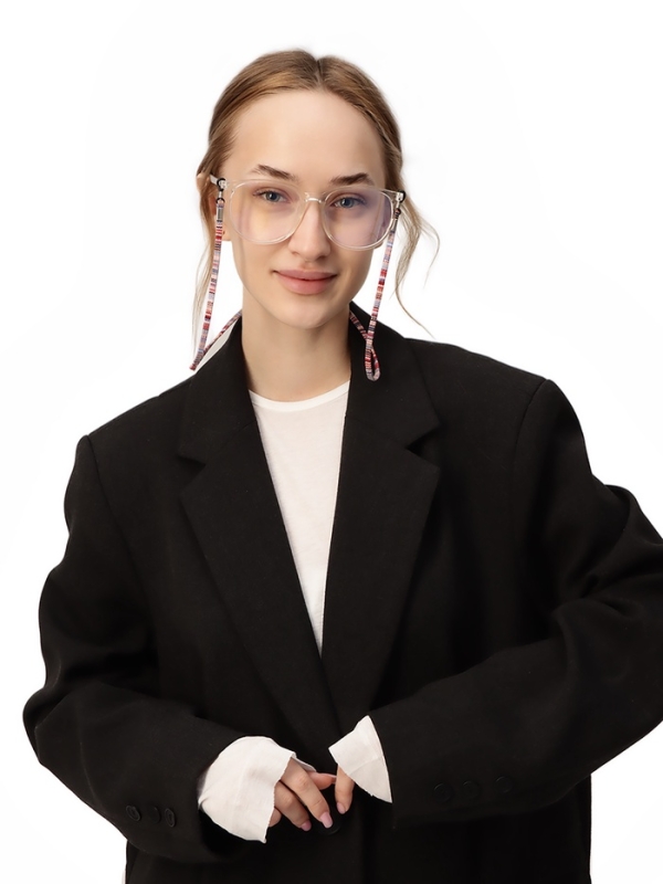 Шнурок для очков на шею 70 см, красный с узором