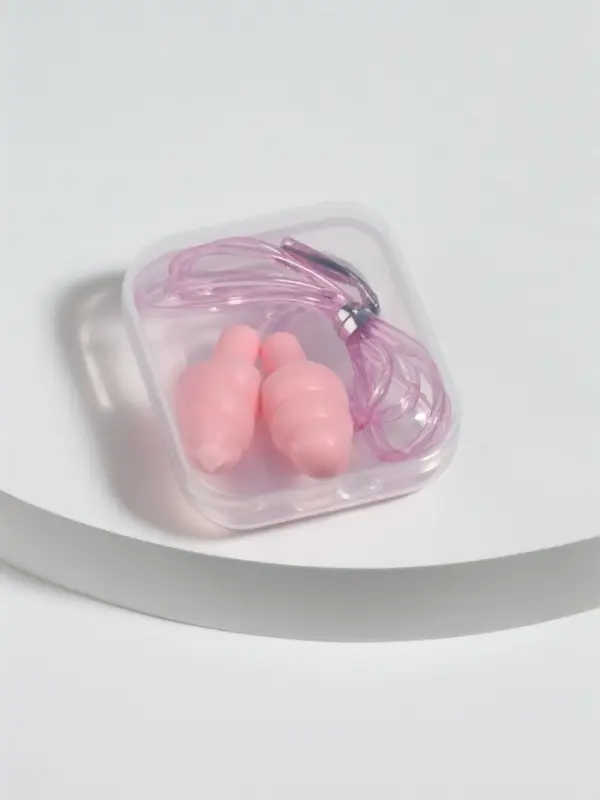 Беруши на шнурке, 3&times;1.5 см, в футляре, фасовка 10 шт., силиконовые, розовые