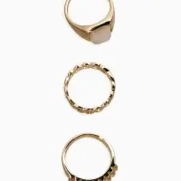 Набор колец 3 шт "Новый стиль" цепь, размер МИКС, цвет белый в золоте