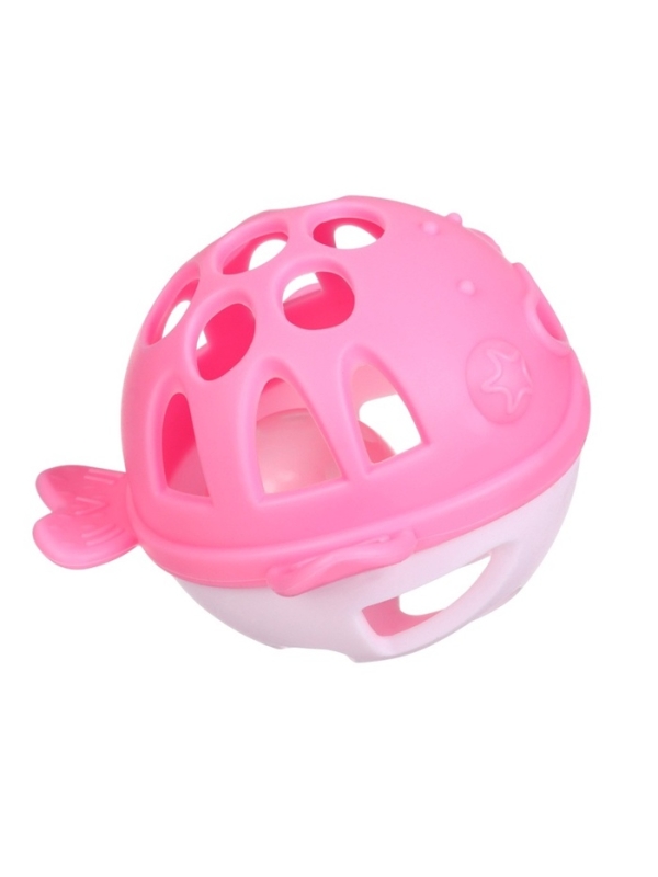 Прорезыватель силиконовый для зубов с погремушкой Крошка Я &laquo;Рыбка&raquo;, в кейсе, розовый