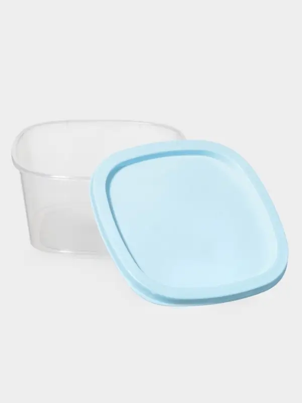 Контейнер пищевой, 900 мл, 14.9&times;14.9&times;7.4 см, квадрат, прозрачный, крышка голубая