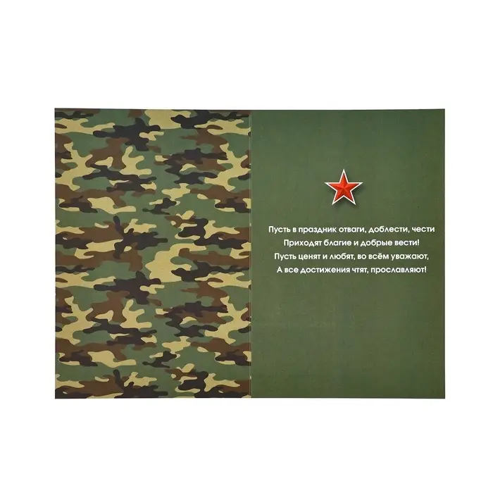 Открытка &laquo;С 23 Февраля!&raquo;, камуфляж, 12 х 18 см