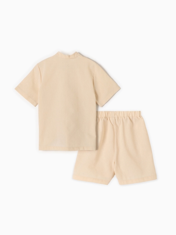 Пижама (рубашка и шорты) для мальчика MINAKU: Home collection, цвет бежевый, рост 122 см