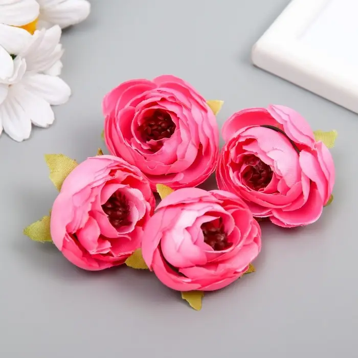 Бутон на ножке для декорирования "Пион Шарм" розовый 3,5х3,5 см