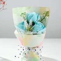Букет из мыльных лепестков "Розы в подарочной коробке" голубой 7,5х13,8х20,5 см