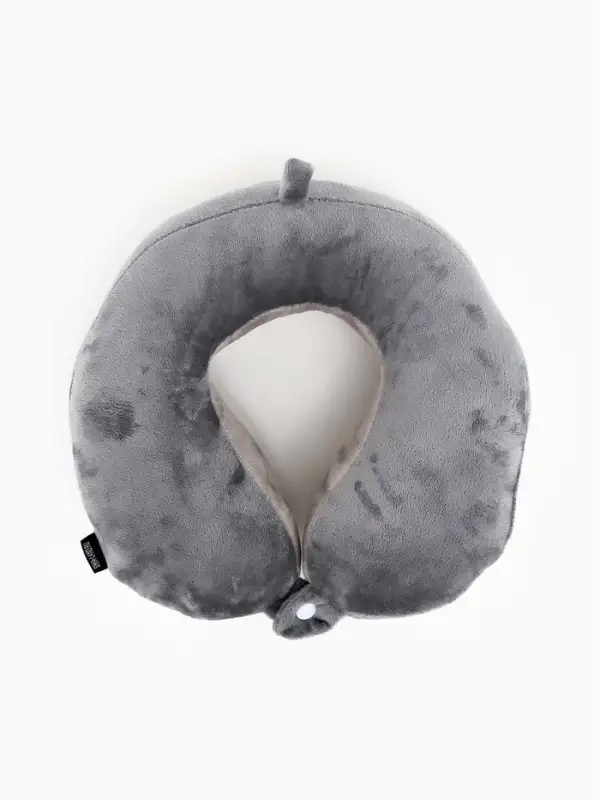 Подушка для путешествий бархатная формовая "Перезагрузка", серая