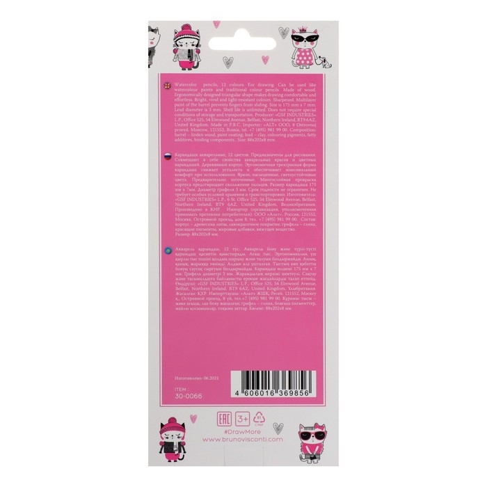 Карандаши акварельные 12 цветов HappyColor, МИКС