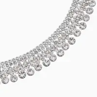 Набор 2 предмета: серьги, колье со стразами &laquo;Лёд&raquo;, d=13.5 см, белый в серебре