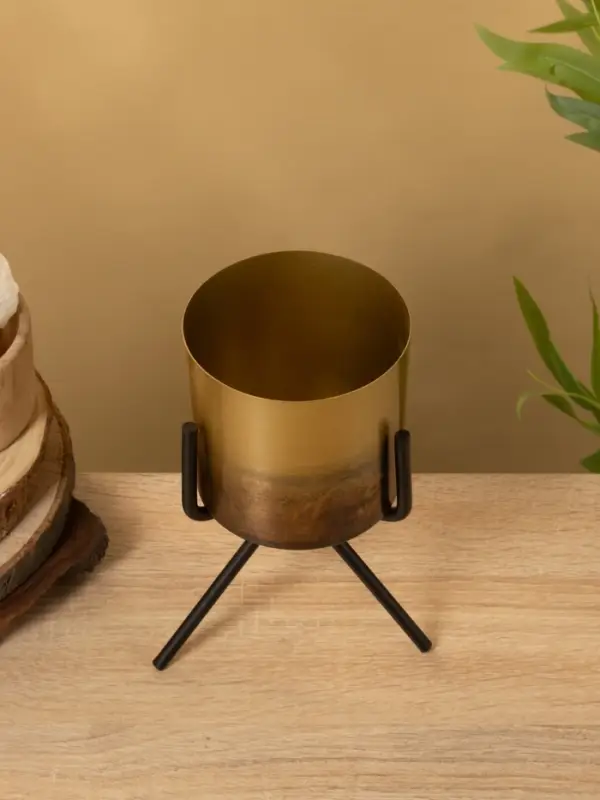 Кашпо на подставке "Малахит" железо 12х12х21 см